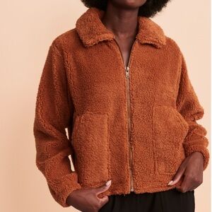 Billabong Always Cozy Sherpa Teddy Jacket in Bronze Medium Fall Beach Surf Cozy